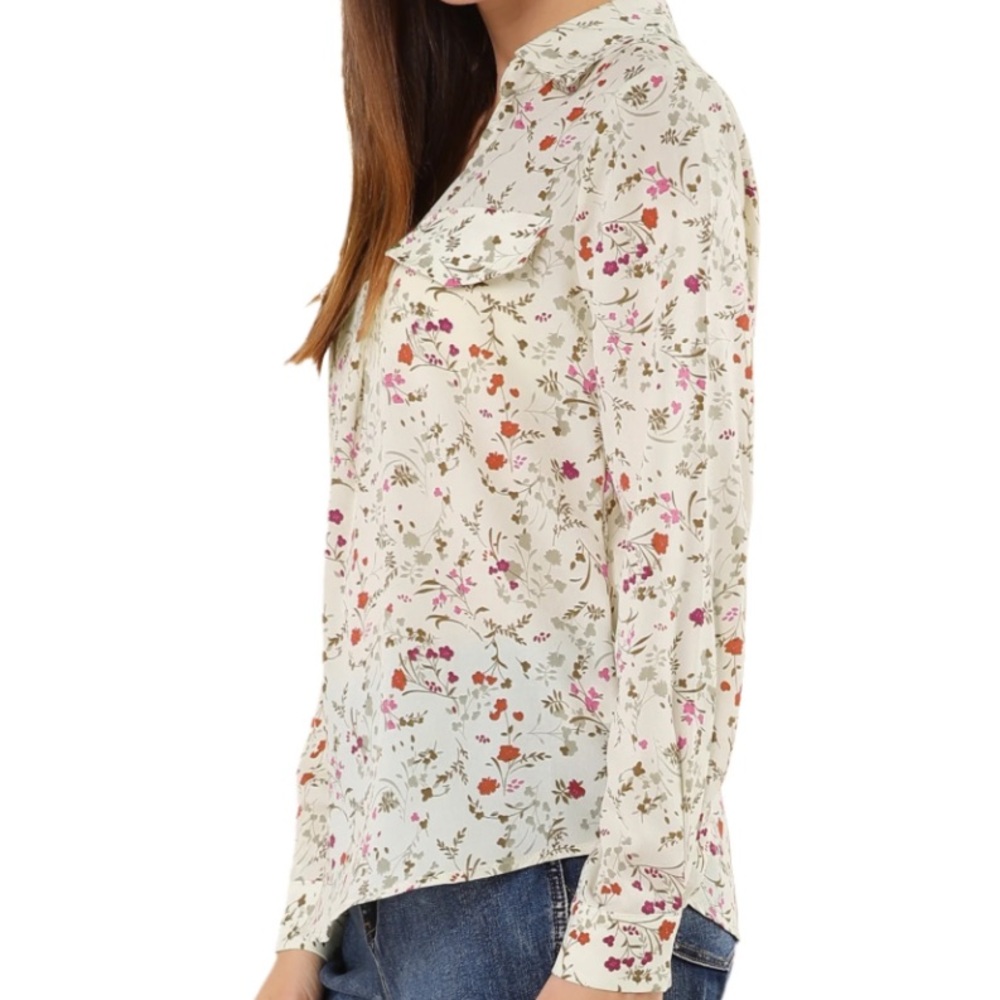 Allegra K floral V neck blouse